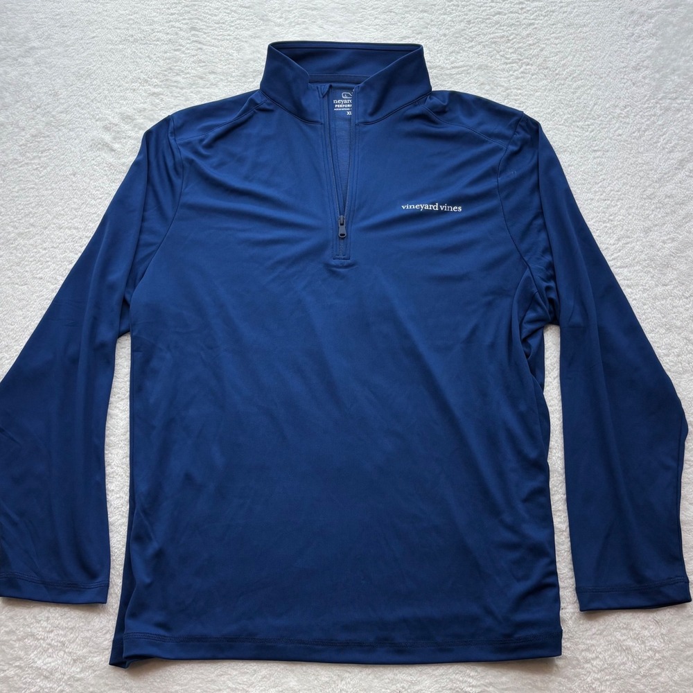 Vineyard Vines Performance Mens XL Navy Blue Quarter Zip Pullover Golf Shirt
